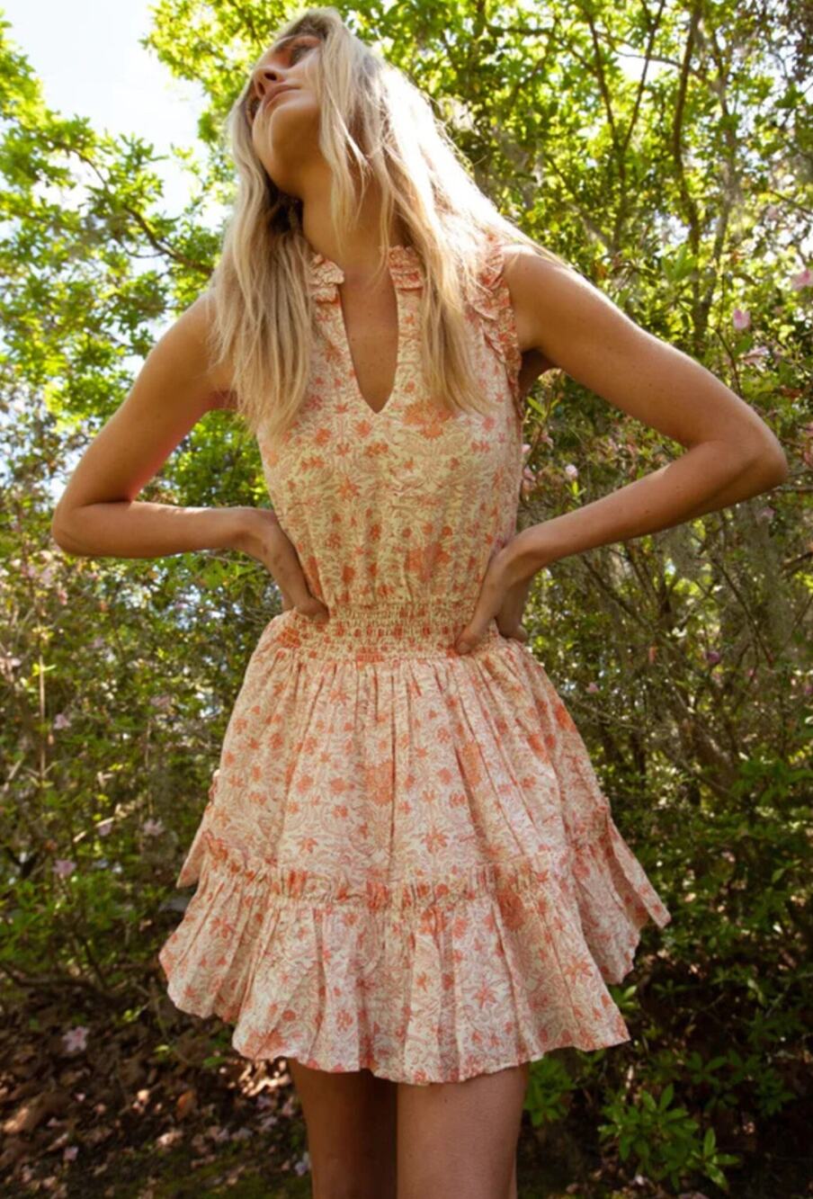 anna cate S morgan coral field dress
